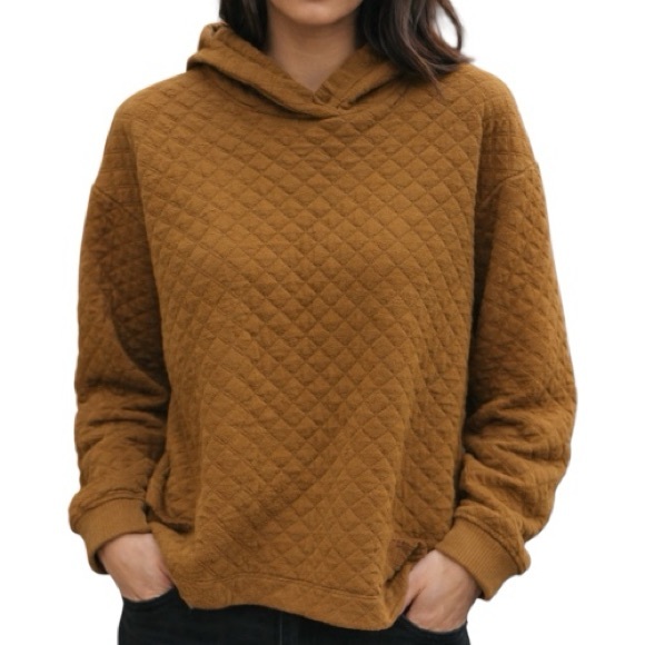 Madewell Tops - Madewell Copper Brown Quilted Hooded Women’s Sweatshirt Hoodie - Size Medium
